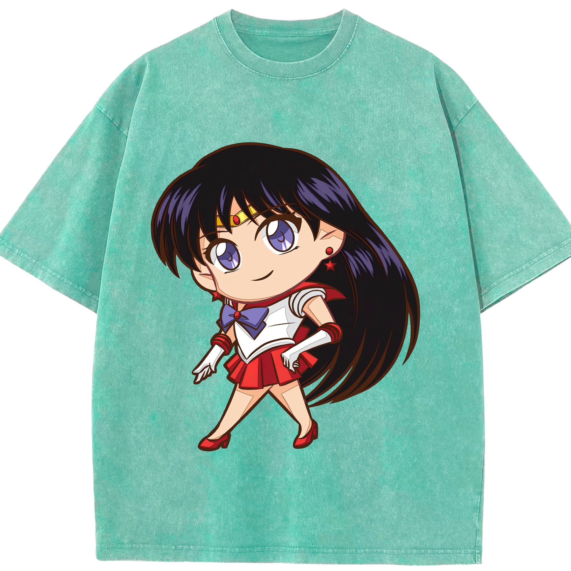 （画像用） 美少女戦士セーラームーン 火野レイ ひの レイ Sailor Moon Hino Rei （セーラーマーズ,Sailor Mars） 綿100% ヴィンテージ風 半袖Tシャツ（フロントプリント）